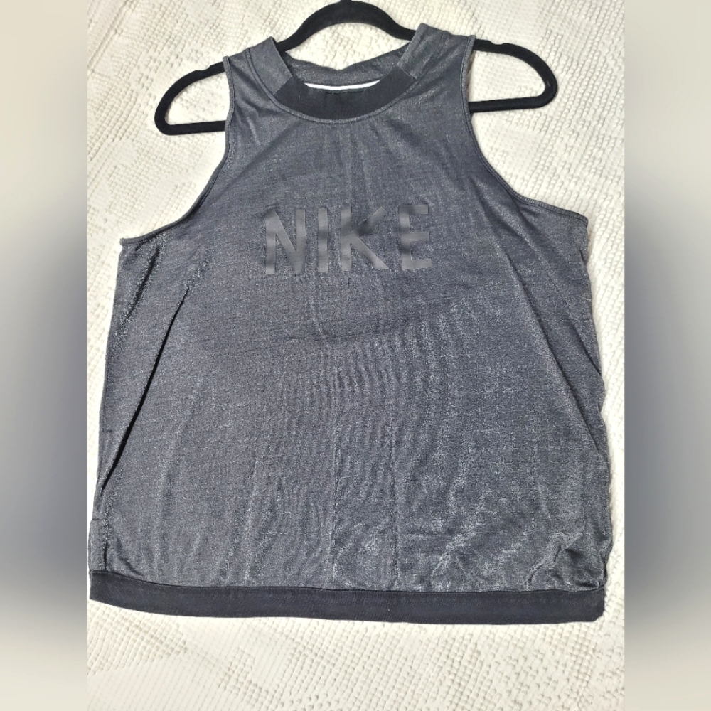 Nike Metalic Gray Sleeveless Top, Size Large